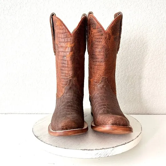 NEW Lane Capitan Mens Brown Cowboy Boots TULSA 8D Leather Western Cutter Toe 11&quot;