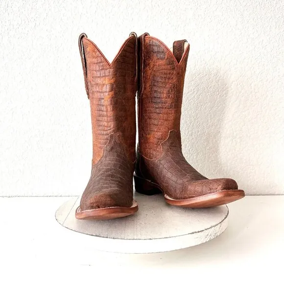 NEW Lane Capitan Mens Brown Cowboy Boots TULSA 8D Leather Western Cutter Toe 11&quot;