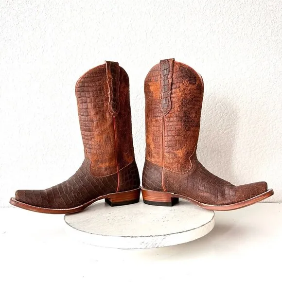 NEW Lane Capitan Mens Brown Cowboy Boots TULSA 8D Leather Western Cutter Toe 11&quot;