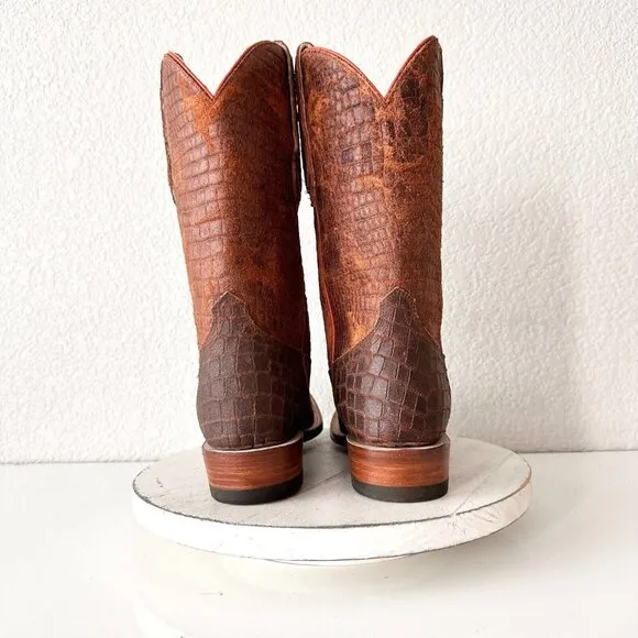 NEW Lane Capitan Mens Brown Cowboy Boots TULSA 8D Leather Western Cutter Toe 11&quot;
