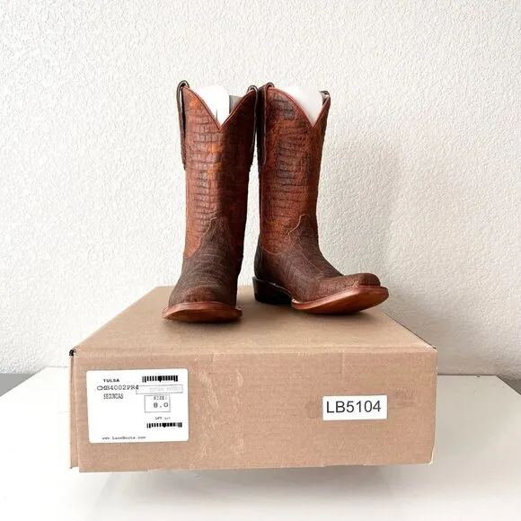 NEW Lane Capitan Mens Brown Cowboy Boots TULSA 8D Leather Western Cutter Toe 11&quot;
