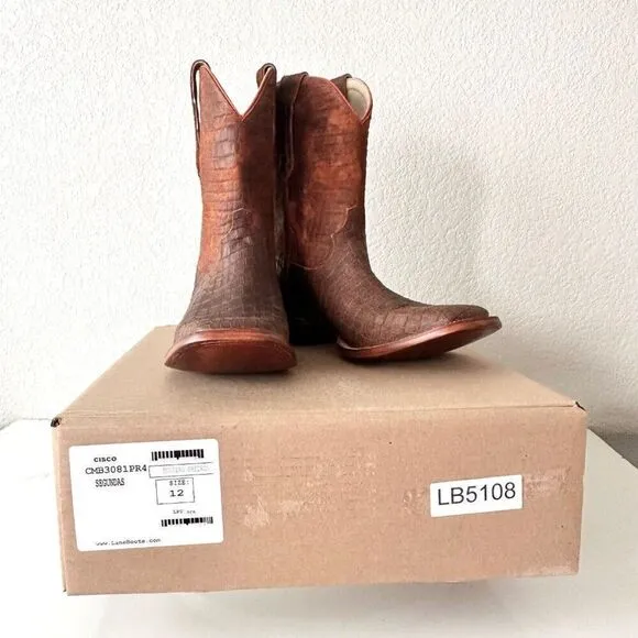 NEW Lane Capitan Mens Cowboy Boots CISCO 12D Brown Leather Wide Square Toe 13&quot;
