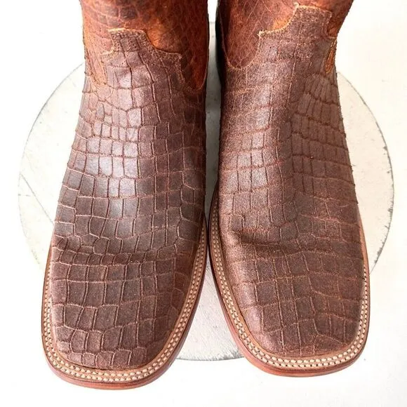 NEW Lane Capitan Mens Cowboy Boots CISCO 12D Brown Leather Wide Square Toe 13&quot;