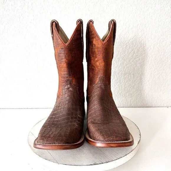 NEW Lane Capitan Mens Cowboy Boots CISCO 12D Brown Leather Wide Square Toe 13&quot;
