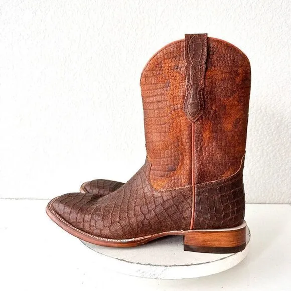 NEW Lane Capitan Mens Cowboy Boots CISCO 12D Brown Leather Wide Square Toe 13&quot;