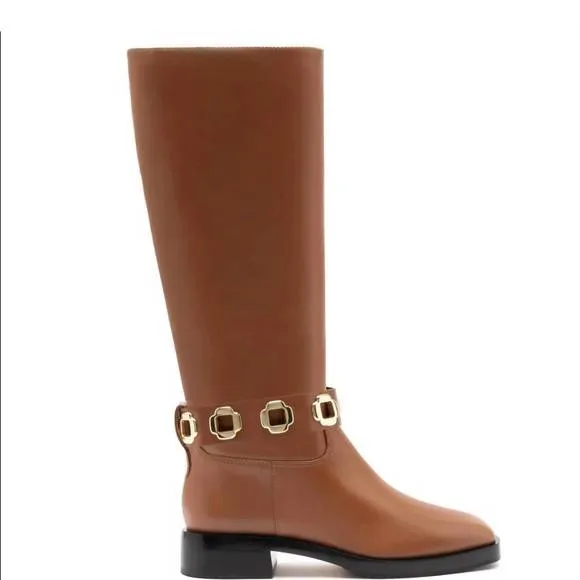 NEW LARROUDE women's milan flat boot in caramel