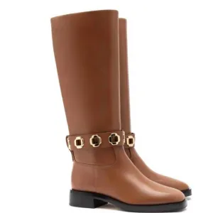 NEW LARROUDE women's milan flat boot in caramel