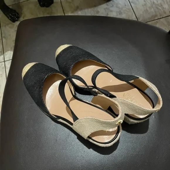 New Lauren Ralph Lauren Pearle  wedges ankle strap espadrille heels size 10 🌹