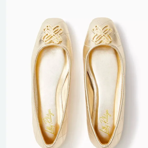 NEW! Lilly Pulitzer 8.5 Patina Ballet Flat in Gold Metallic