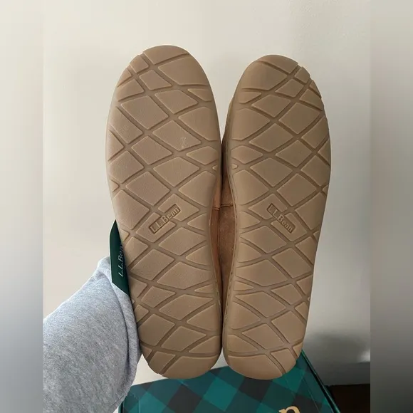 NEW LL BEAN Wicked Good Moccasins Mens Size 13 Brown Suede Shearling Slippers