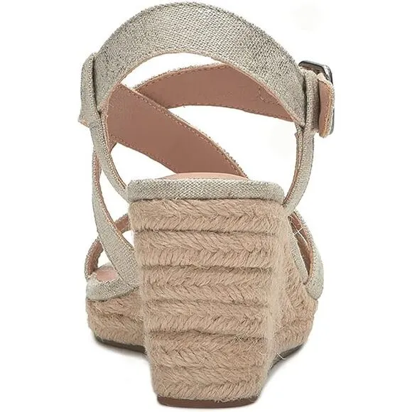 NEW Lucky Brand Mytila Espadrille Sandals Women's Size 9.5 M Wedge Natural Gold
