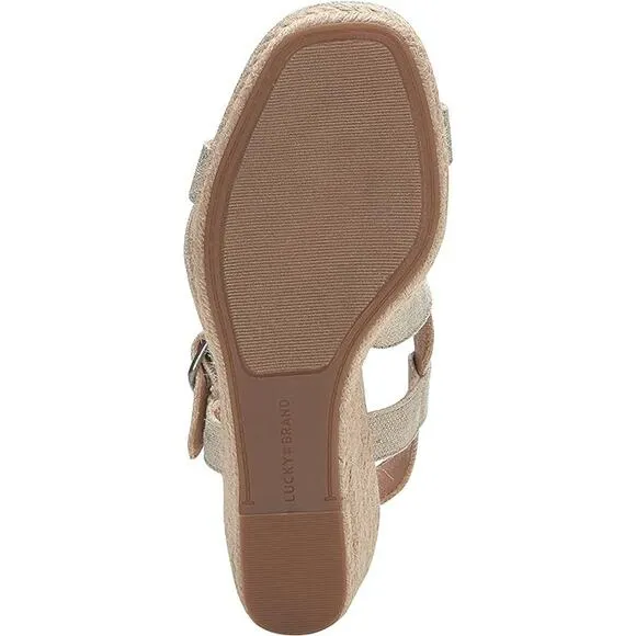 NEW Lucky Brand Mytila Espadrille Sandals Women's Size 9.5 M Wedge Natural Gold