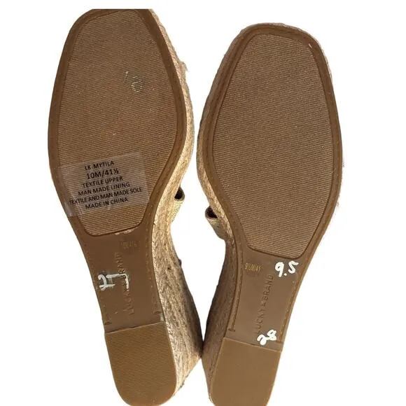 NEW Lucky Brand Mytila Espadrille Sandals Women's Size 9.5 M Wedge Natural Gold