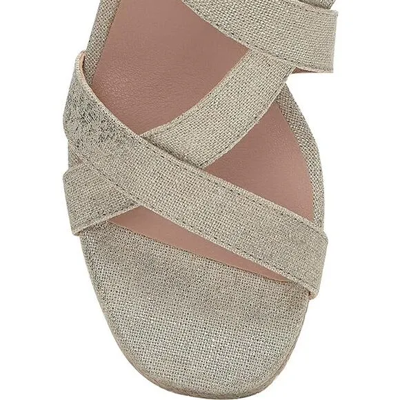 NEW Lucky Brand Mytila Espadrille Sandals Women's Size 9.5 M Wedge Natural Gold
