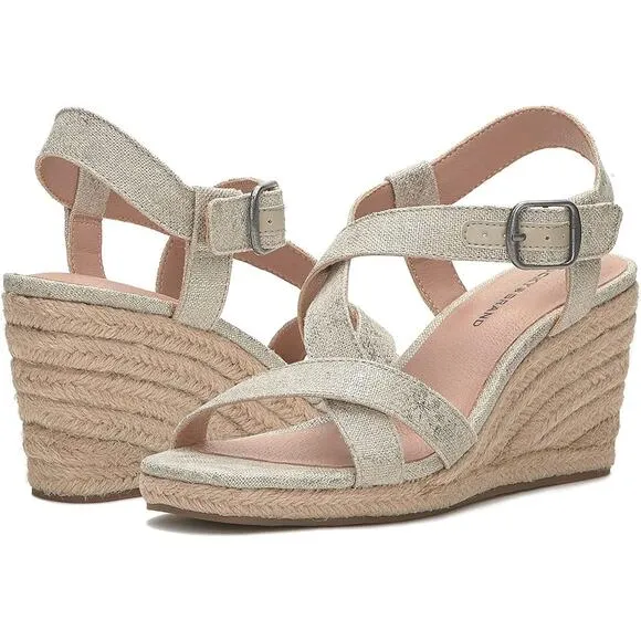 NEW Lucky Brand Mytila Espadrille Sandals Women's Size 9.5 M Wedge Natural Gold