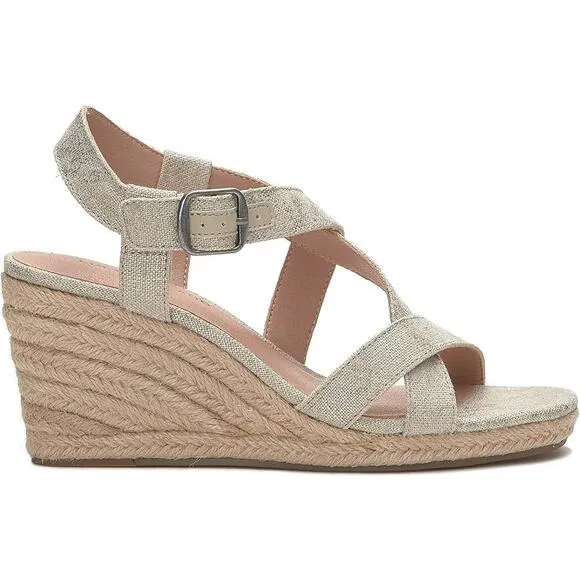 NEW Lucky Brand Mytila Espadrille Sandals Women's Size 9.5 M Wedge Natural Gold