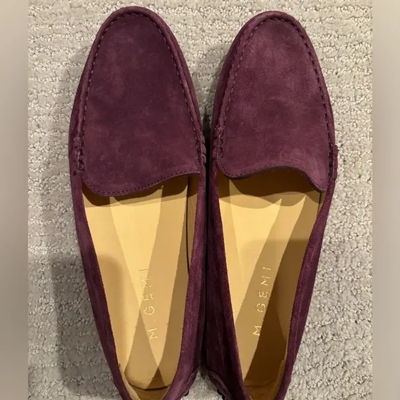 NEW M. GEMI Felize Italian Purple  Suede flats Loafers Moccasins size US 9.5