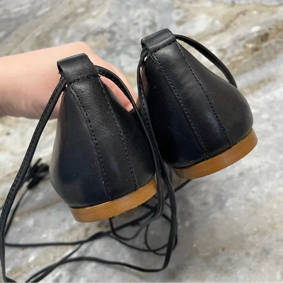 NEW Madewell Inga Lace-up black leather Ballet flats Women’s 6