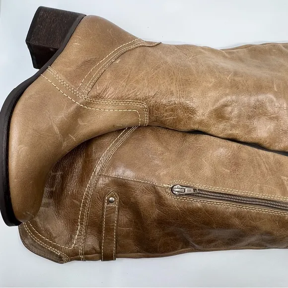 NEW MATISSE 5.5 Sagebrush Over The Knee Natural Leather‎ Distressed Riding Boots