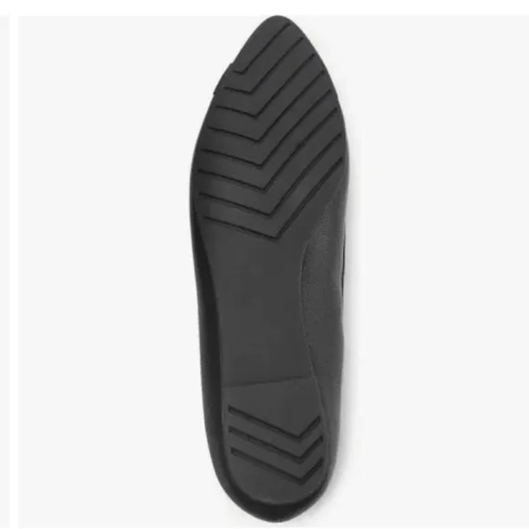 New Me Too Reign Flat black Leather Memory foam footbed ballerina boat size 7