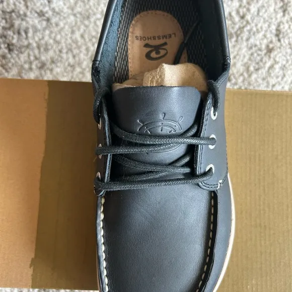 New! Men’s LEMS “MARINER” Navy Blue LEATHER Minimalist Zero Drop Boat Shoes sz 9