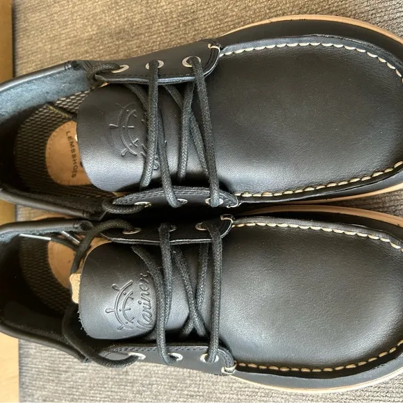 New! Men’s LEMS “MARINER” Navy Blue LEATHER Minimalist Zero Drop Boat Shoes sz 9
