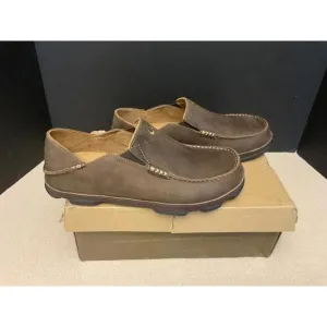 New! Mens Olukai Moloa Leather Slip On Shoes - Dark Wood / Dark Java. Size 8.5.