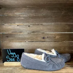 New Mens UGG‎ Corvin Gray Suede Moccasins Slip On Shoes Loafers Slippers Size 8