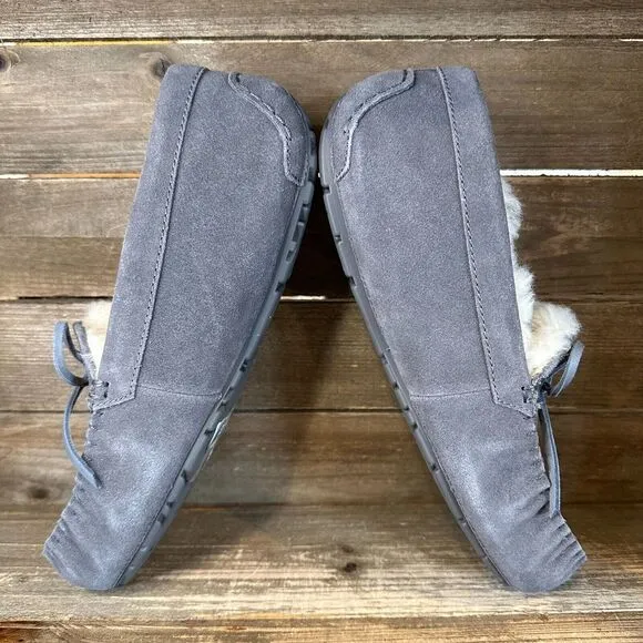 New Mens UGG‎ Corvin Gray Suede Moccasins Slip On Shoes Loafers Slippers Size 8