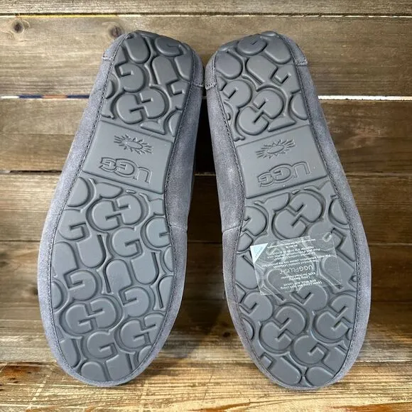New Mens UGG‎ Corvin Gray Suede Moccasins Slip On Shoes Loafers Slippers Size 8