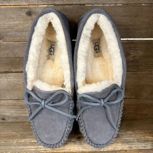 New Mens UGG‎ Corvin Gray Suede Moccasins Slip On Shoes Loafers Slippers Size 8