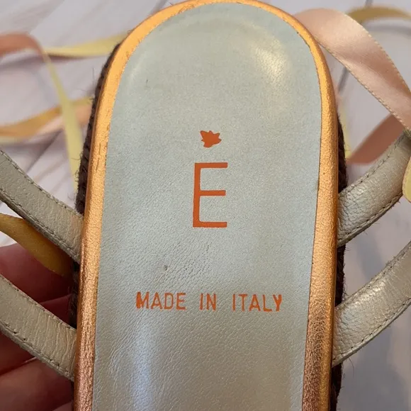 NEW Metallic Orange Espadrille Lace-Up Wedges