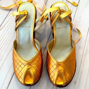 NEW Metallic Orange Espadrille Lace-Up Wedges