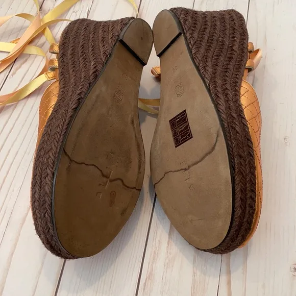 NEW Metallic Orange Espadrille Lace-Up Wedges