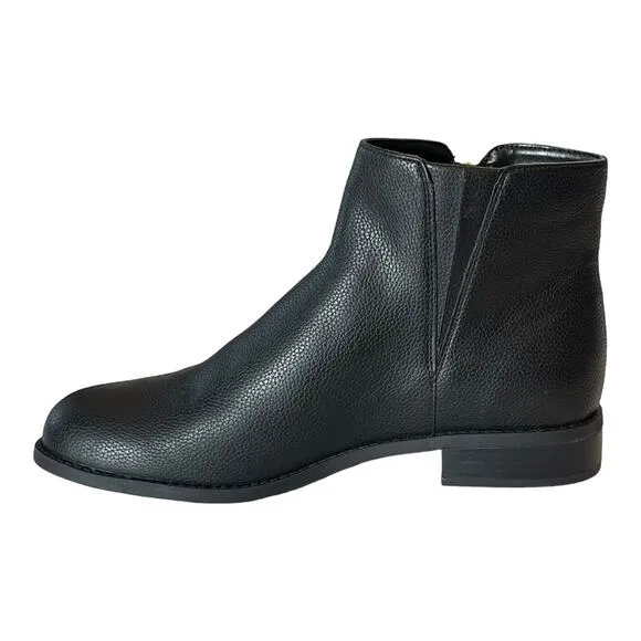 NEW Michael Kors BRITT ANKLE BOOT Womens 9.5 Black Bootie Gold Zip Flat Shoe Box