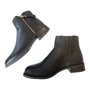 NEW Michael Kors BRITT ANKLE BOOT Womens 9.5 Black Bootie Gold Zip Flat Shoe Box
