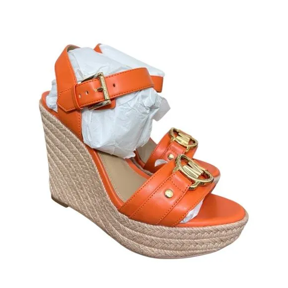 New! Michael Kors Footwear Rory Wedge Espadrille in Orange - Size 6