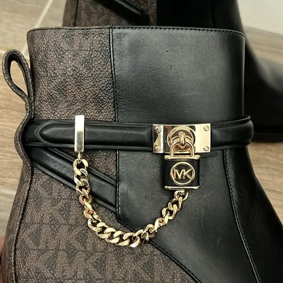 NEW! Michael Kors Hamilton Flat Bootie Black/Brown Size 8