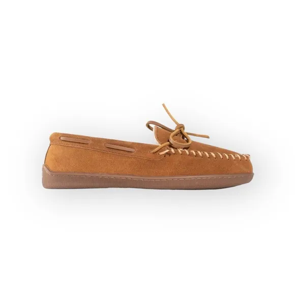 new Minnetonka ✦ Hardsole Suede Fur Lined Mocassin Slip On Loafer ✦ Brown 12