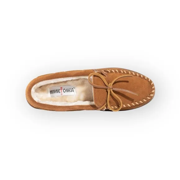 new Minnetonka ✦ Hardsole Suede Fur Lined Mocassin Slip On Loafer ✦ Brown 12
