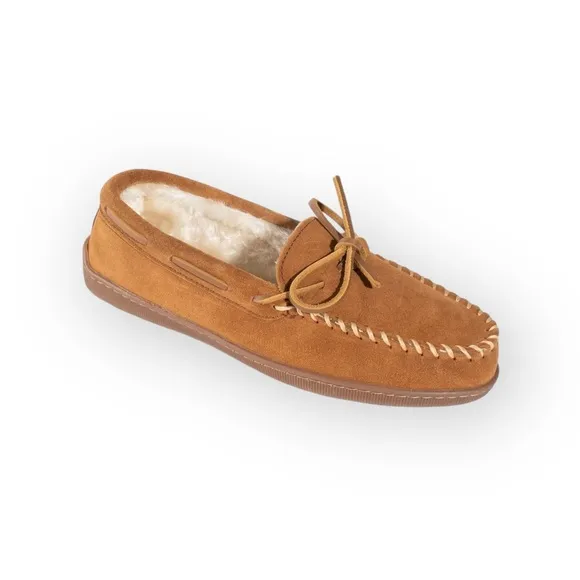 new Minnetonka ✦ Hardsole Suede Fur Lined Mocassin Slip On Loafer ✦ Brown 12