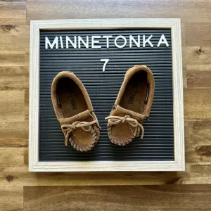 NEW Minnetonka Kilty Hardsole Dusty Brown Suede Leather Moccasins Boho 7