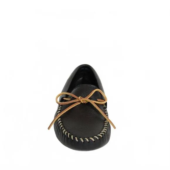 NEW MINNETONKA men's double deerskin softsole moccasin in black