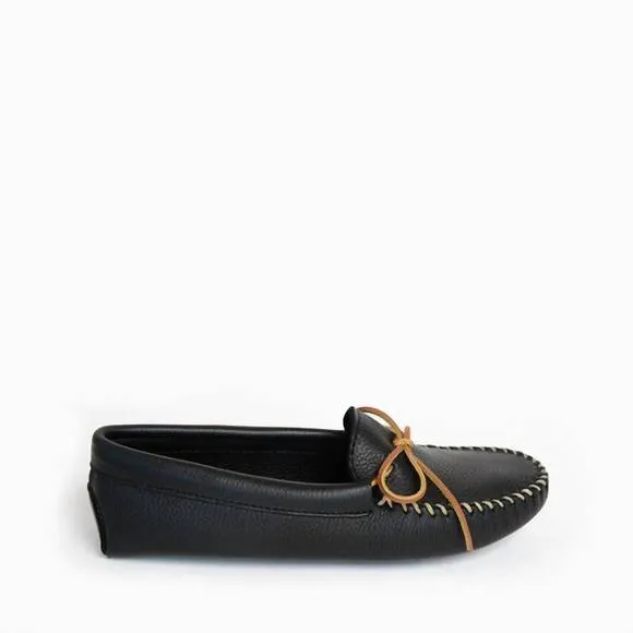 NEW MINNETONKA men's double deerskin softsole moccasin in black