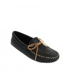 NEW MINNETONKA men's double deerskin softsole moccasin in black