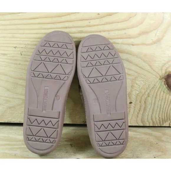New Minnetonka Moccasins Mens 9M Brown Suede Venetian Faux Fur Lined