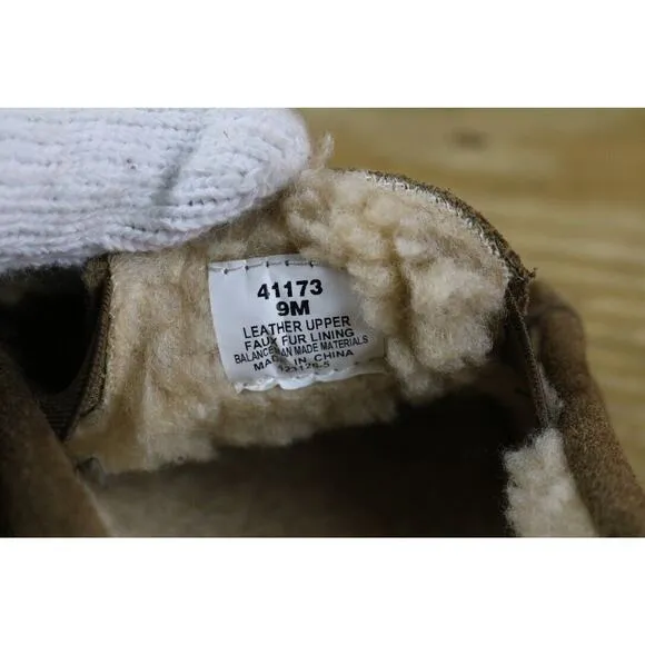 New Minnetonka Moccasins Mens 9M Brown Suede Venetian Faux Fur Lined