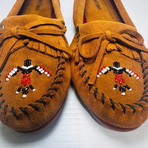 New Minnetonka Thunderbird Brown Suede Leather Moccasins Size 11