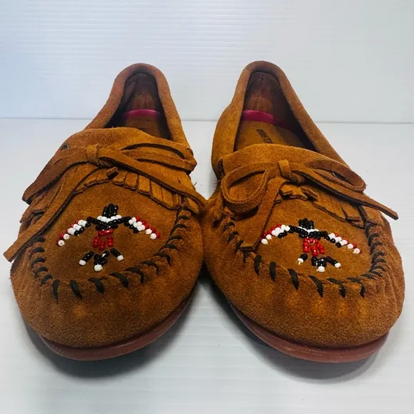 New Minnetonka Thunderbird Brown Suede Leather Moccasins Size 11