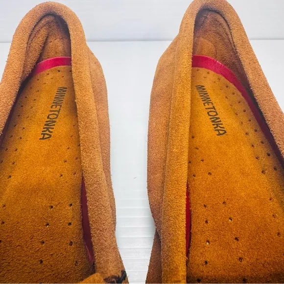 New Minnetonka Thunderbird Brown Suede Leather Moccasins Size 11